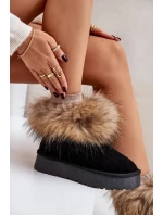 Kožené Sněhové Boty Na Platformě S Kožíškem Černé model 21677876 - Boto