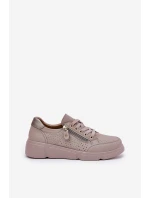 Kožené Sportovní Boty Tenisky Na Platformě Se Zipem Vinceza 88019 Tmavě Béžové Kožené Sportovní Boty Tenisky Na Platformě Se Zipem Vinceza 88019 Tmavě Béžové