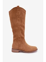 Dámské kozačky na nízkém podpatku camel model 22349395 - Boto
