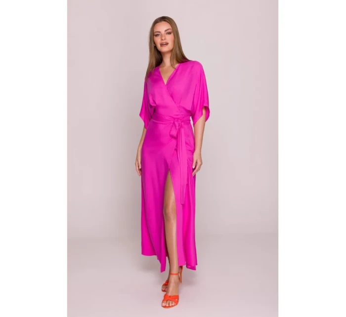 Viskózové maxi šaty se vzorem lila model 21154684 - STYLOVE