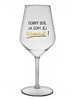 DOBRÝ DEŇ, JA SOM JEJ TERAPEUT! - priehľadný nerozbitný pohár na víno 470 ml