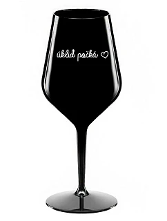 ÚKLID POČKÁ - černá nerozbitná sklenice na víno 470 ml