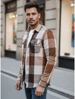 Pánská velbloudí kostkovaná flanelová košile Dstreet DX2674