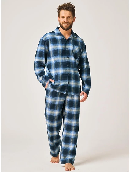 Pyžamo Key MNS 432 B26, délka/šířka 3XL–4XL, rozepínací Pyžamo Key MNS 432 B26, délka/šířka 3XL–4XL, rozepínací