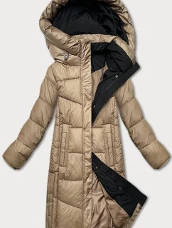 Béžová dámská zimní bunda s kontrastní podšívkou Glakate (LU-238152#)