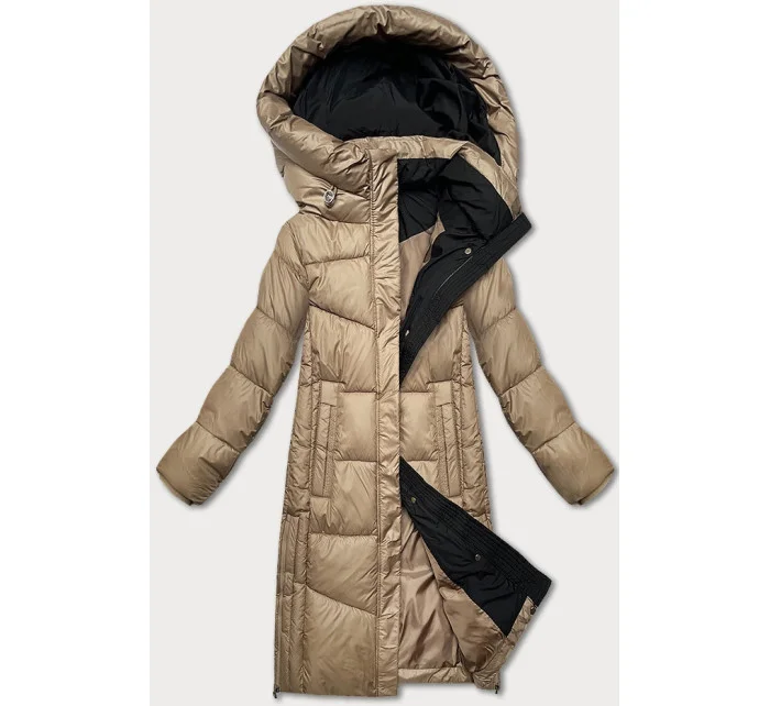 Béžová dámská zimní bunda s kontrastní podšívkou model 21248806 - Glakate Béžová dámská zimní bunda s kontrastní podšívkou model 21248806 - Glakate