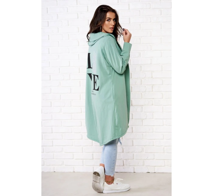Plášť s potiskem v tmavě mátové barvě