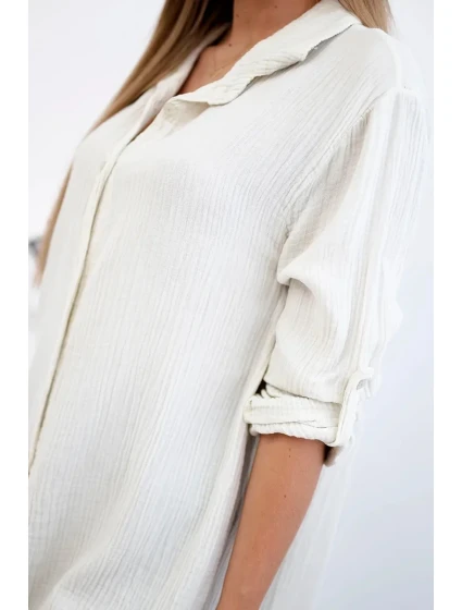 Bavlněná mušelínová košile světle béžová