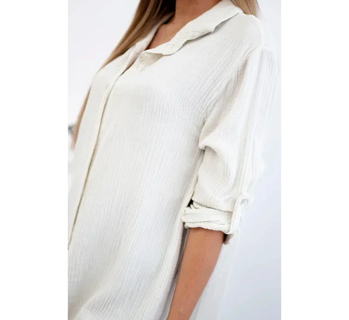 Bavlněná mušelínová košile světle béžová