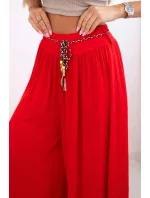 Dámské kalhoty z viskózy se širokými nohavicemi červený