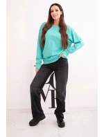 Dámská mikina z pružným lemem bavlněná basic s kulatým výstřihem mátová Dámská mikina z pružným lemem bavlněná basic s kulatým výstřihem mátová
