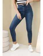 Dámské džíny skinny s vysokým pasem tmavě džínové