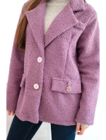 Dámská bunda z měkkého beránka s límcem fialová