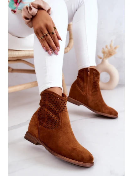 Semišové dámské boty na klínu Camel model 21576818 - S.Barski