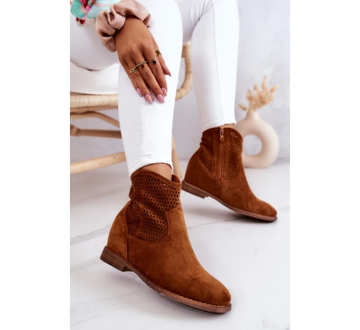 Semišové dámské boty na klínu Camel model 21576818 - S.Barski