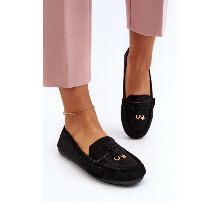 Dámské klasické černé semišové mokasíny model 21651268 - Boto Dámské klasické černé semišové mokasíny model 21651268 - Boto