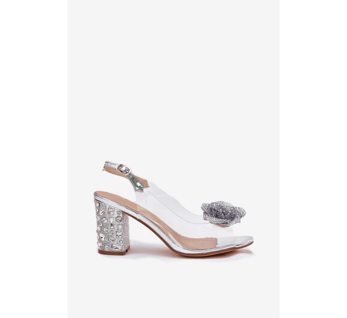 Průhledné Sandály Na Podpatku S A Dekorací D&A Stříbrné model 21698346 - S.Barski