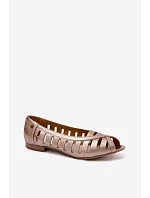 Kožené prolamované baleríny Maciejka P7540-25 Zlaté