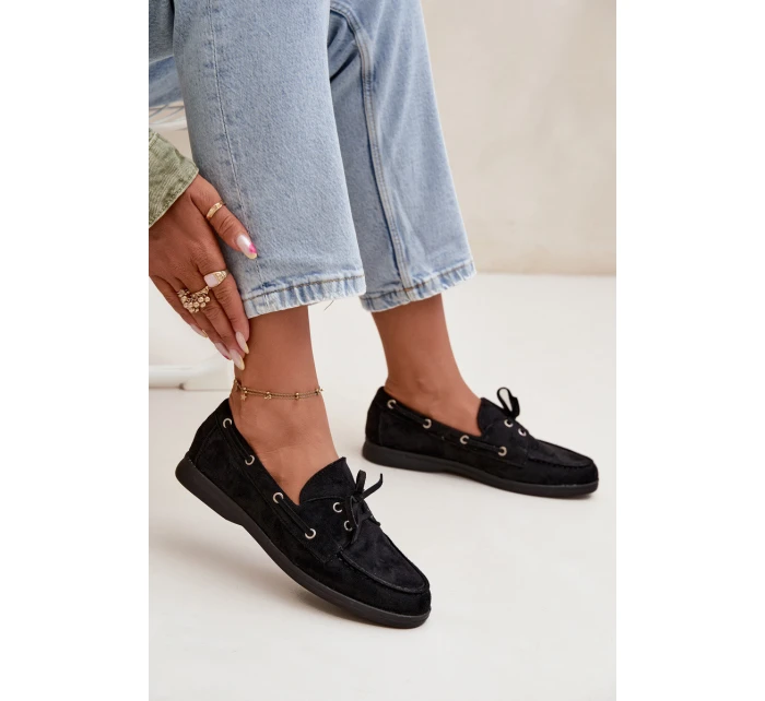 Dámské polobotky mokasíny se šněrováním Calivra – černé Dámské polobotky mokasíny se šněrováním Calivra – černé