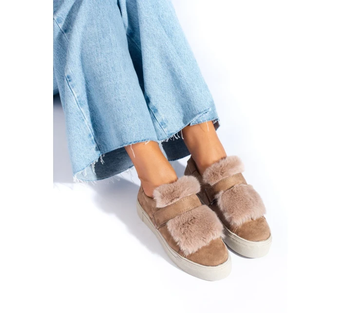 Designové tenisky dámské hnědé bez podpatku Designové tenisky dámské hnědé bez podpatku