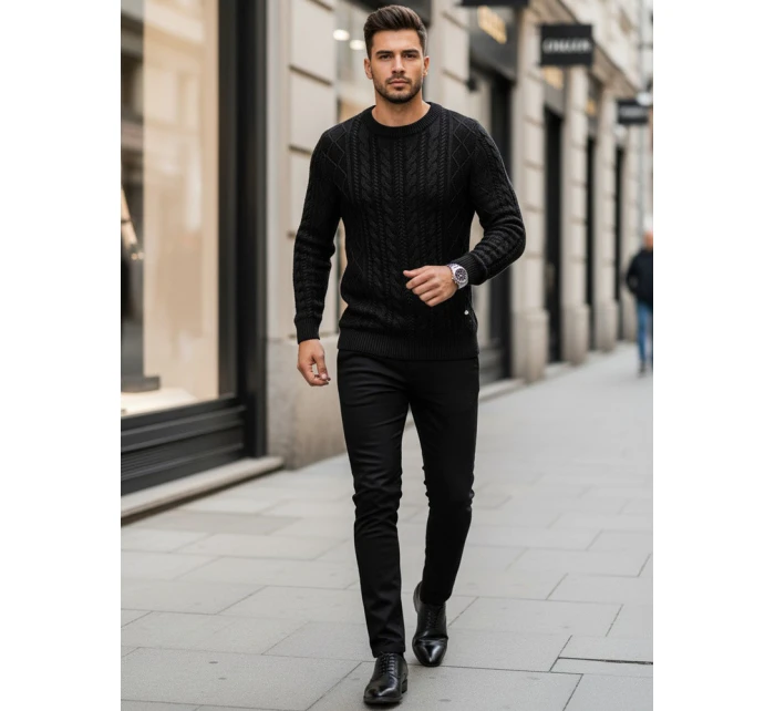 Pánský černý svetr model 21966314 - Dstreet Pánský černý svetr model 21966314 - Dstreet