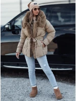 Dámská zimní bunda FURSOFT prošívaná s kapucí béžová FashionStreet TY4668