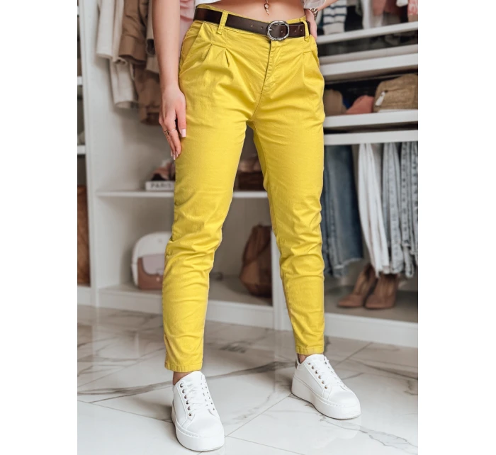 Dámské chinos kalhoty s páskem MODELA hořčicové FashionStreet UY2563