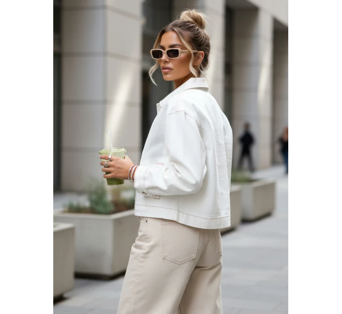 Dámská džínová bunda bílá FashionStreet TY5599 Dámská džínová bunda bílá FashionStreet TY5599