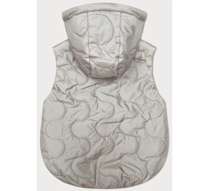 Světle béžová krátká dámská vesta s odepínací kapucí model 19709957 - BH FOREVER