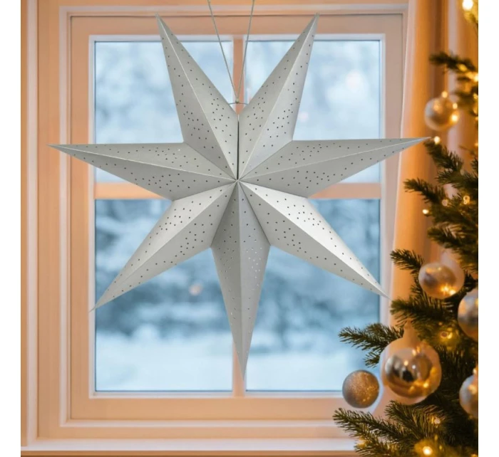 PAPÍROVÉ ZÁVĚSNÉ DEKORATIVNÍ HVĚZDY 75CM stříbrné dětské