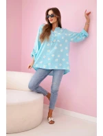 model 21911560 dámská halenka s květinovým vzorem, dlouhými rukávy a knoflíky Mátová - K-Fashion