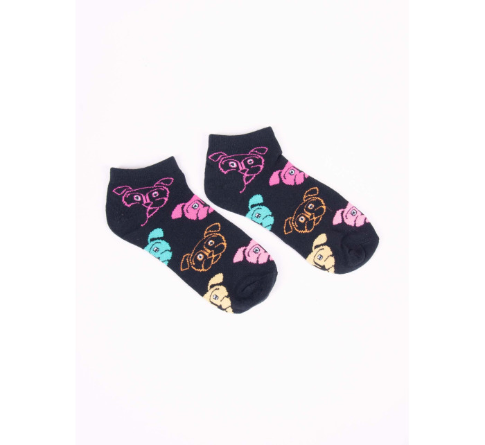 Yoclub Kotníkové vtipné bavlněné ponožky Vzory barev SKS-0086U-A400 Black