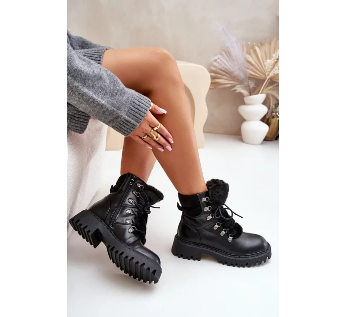 Zateplené Kotníkové Boty na Zip z Eko Kůže Černé Willatta