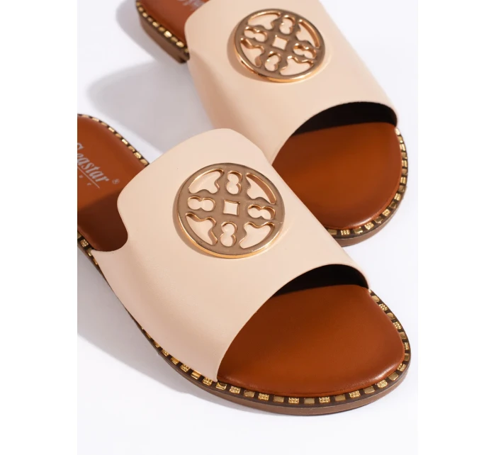 Praktické hnědé nazouváky dámské bez podpatku Praktické hnědé nazouváky dámské bez podpatku