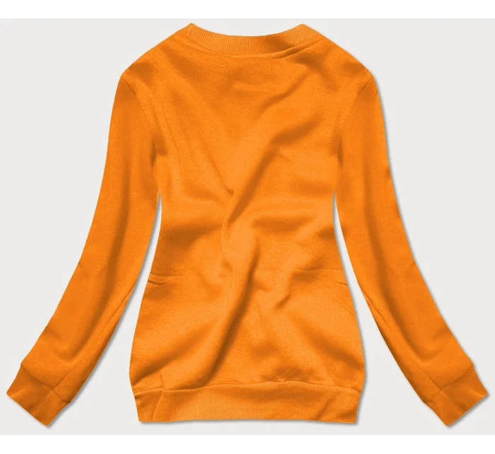 Světle oranžová dámská tepláková mikina se stahovacími lemy model 17038507 - J.STYLE Světle oranžová dámská tepláková mikina se stahovacími lemy model 17038507 - J.STYLE