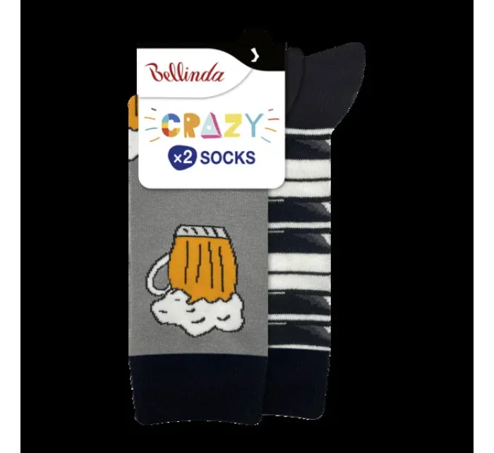 Veselé ponožky 2 páry CRAZY SOCKS 2x - BELLINDA - šedá