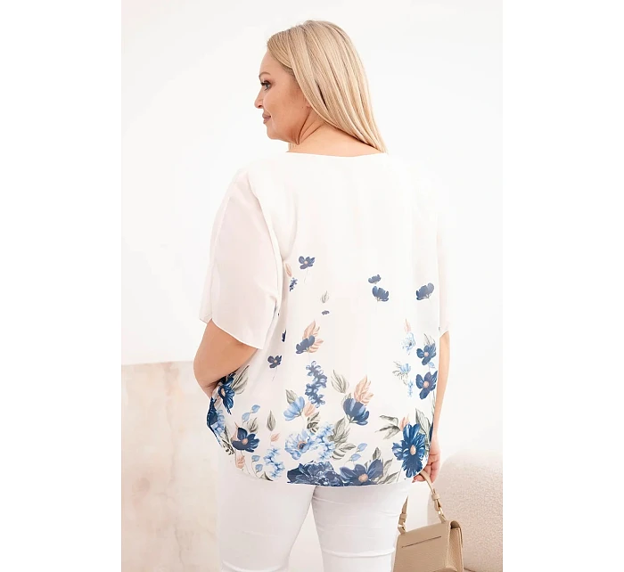 Dámská halenka Plus Size s krátkým rukávem a květinovým potiskem model 22069965 - K-Fashion