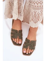 Zdobené Pantofle Na Plochém Podpatku Zelené model 21699501 - Boto