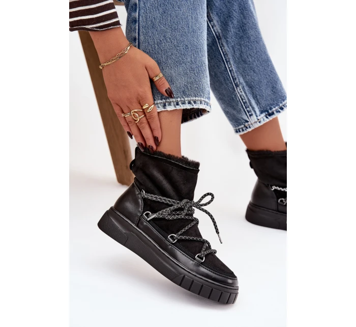 Dámské sněhule s šněrováním Černé model 21757757 - Boto Dámské sněhule s šněrováním Černé model 21757757 - Boto