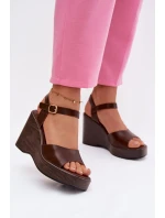 Dámské sandály na platformě Eko kůže Čokoládové model 21937495 - Boto