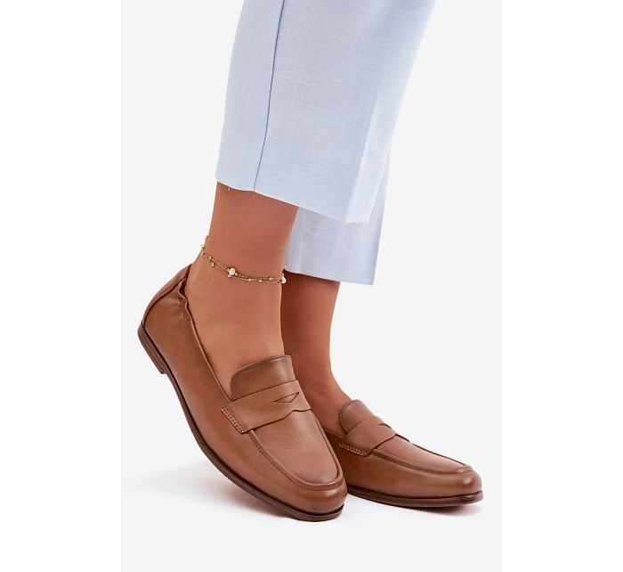 Mokasíny z přírodní kůže model 22074671 Camel - VINCEZA Mokasíny z přírodní kůže model 22074671 Camel - VINCEZA