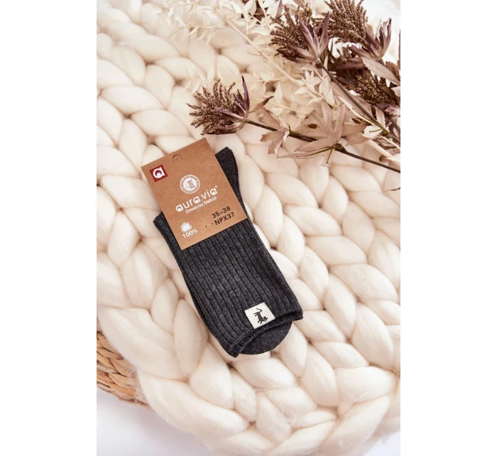 Dámské žebrované ponožky bez tlaku Tmavě šedá Dámské žebrované ponožky bez tlaku Tmavě šedá