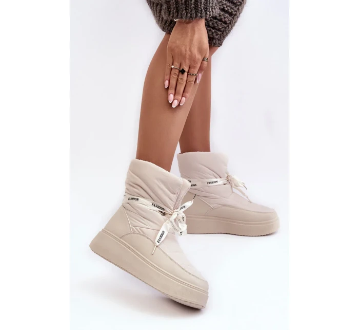 Dámské sněhule s ozdobným šněrováním světle béžová Siracna
