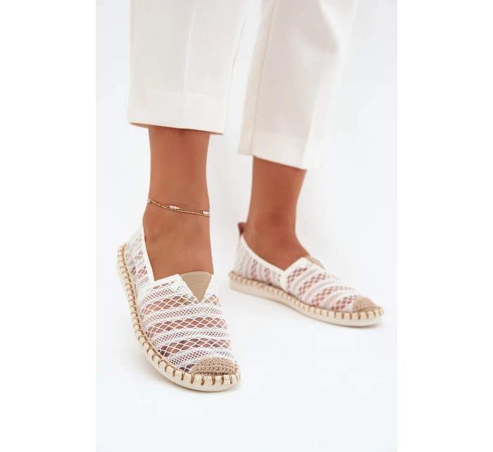 Dámské krajkové espadrilky se síťkou – bílé