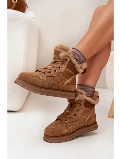 Dámské sněhule na platformě s kožešinkou Big Star – camel