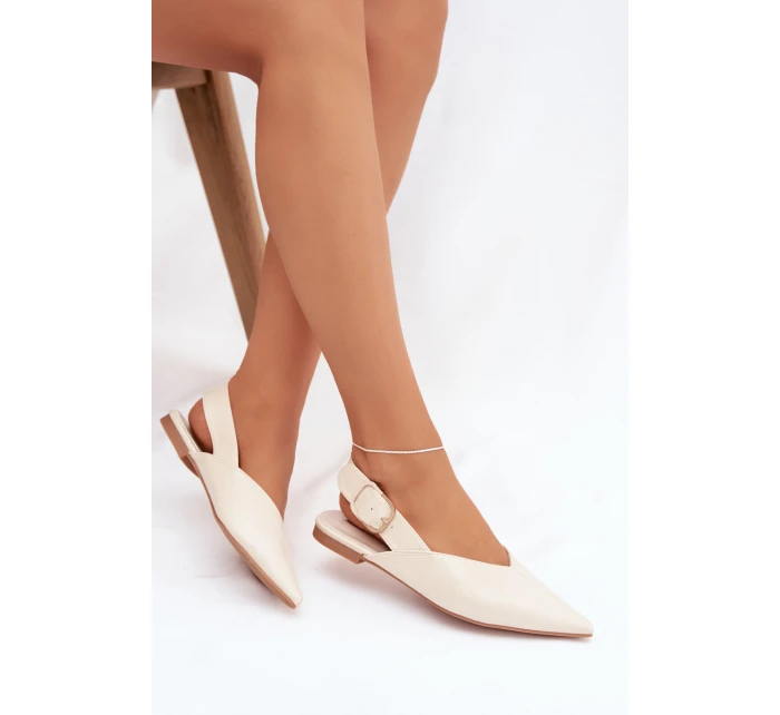 Dámské lakované baleríny s přezkou Rinalle – béžové