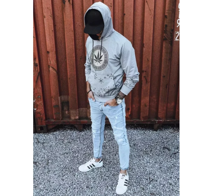 Pánská šedá mikina s potiskem FashionStreet BX5327