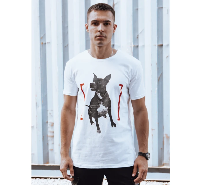 Pánské bílé tričko s potiskem FashionStreet RX5608