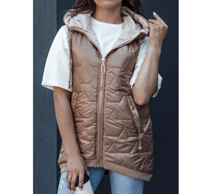 Dámská prošívaná vesta s kapucí COLINE zlatá FashionStreet TY4461