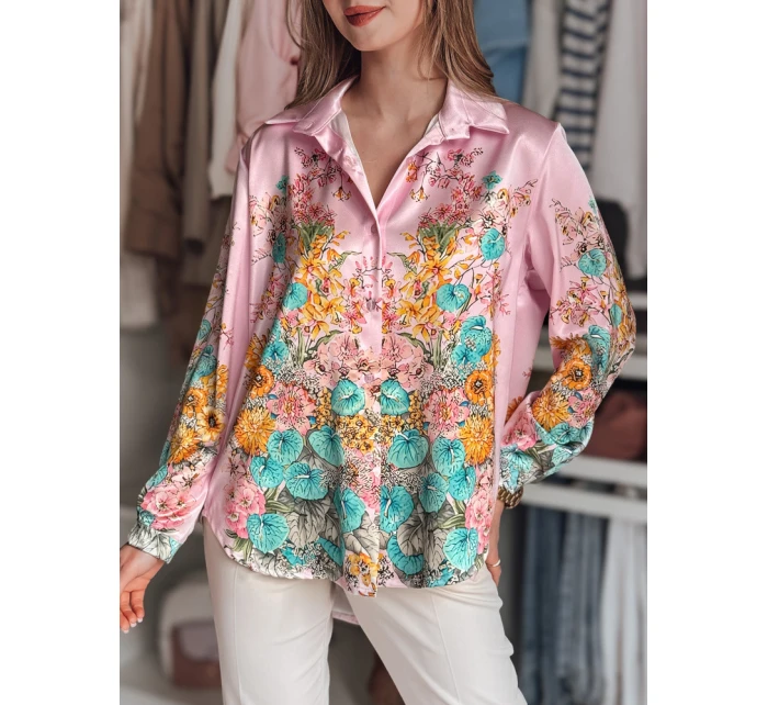 Dámské květované tričko oversize růžové Dstreet model 21986544 - FashionStreet